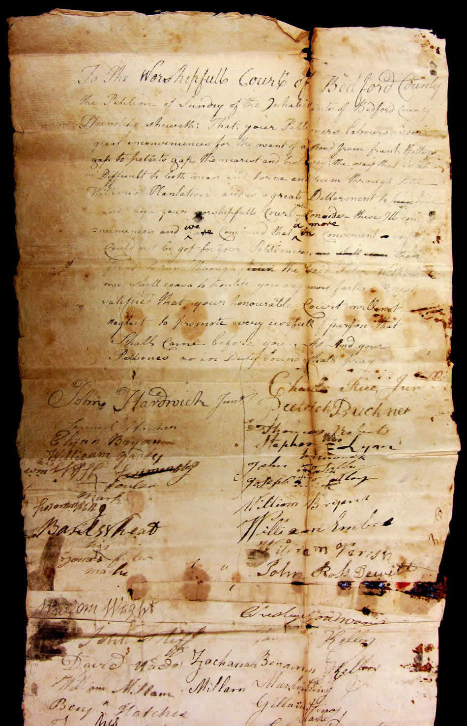Original 1783 Road Petition with Millam and Kelley signatures